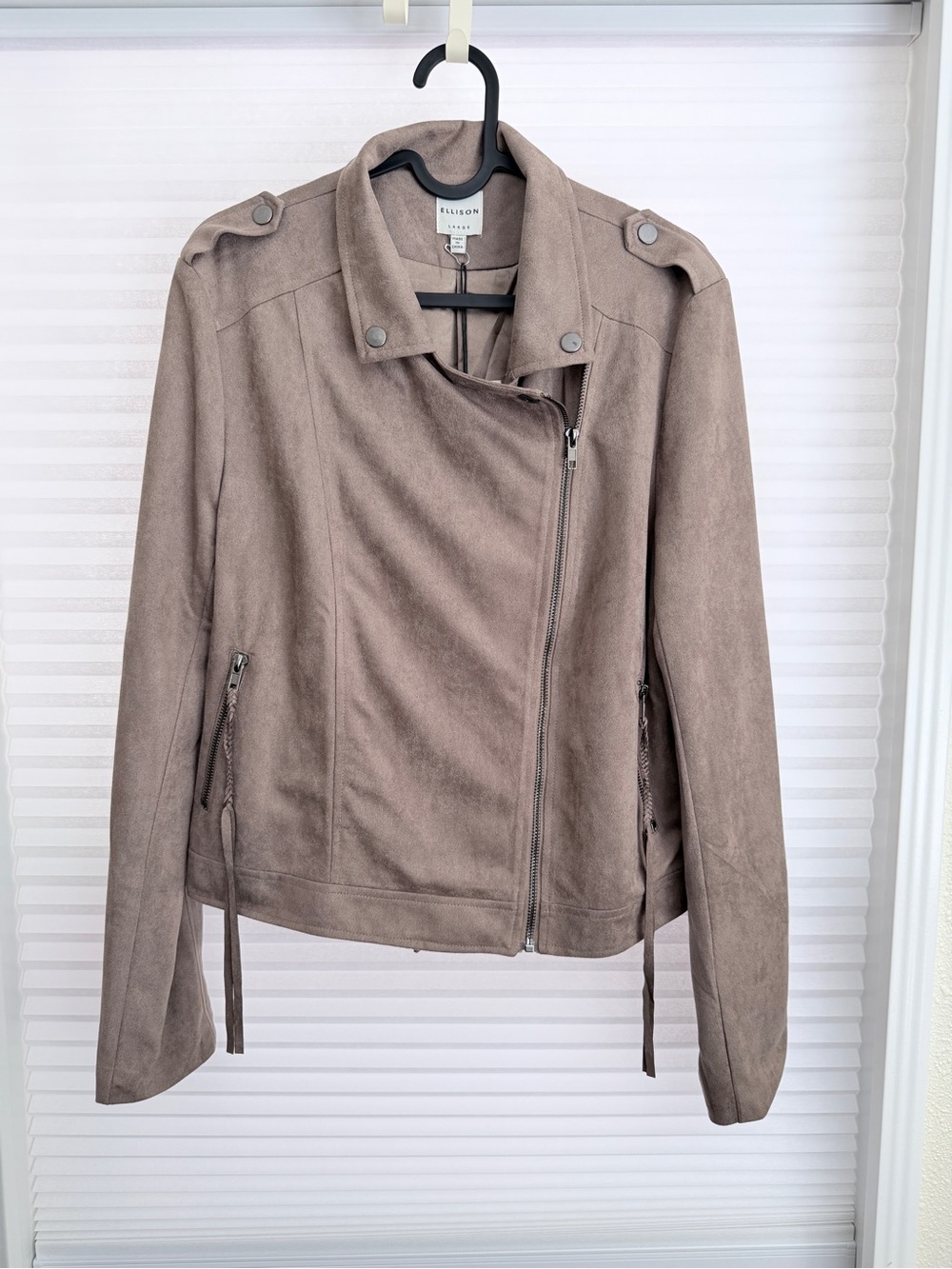 Taupe Faux Suede Moto Jacket - Women’s